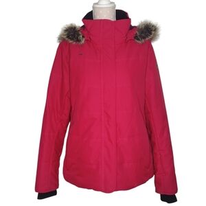 OBERMEYER Ski Jacket 16 Fucsia/Pink Faux Fur Detachable Hooded Zip Parka